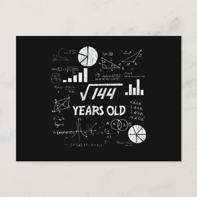 12 Year Old Bday Geeky Math 12th birthday Gift Postcard (Front)