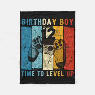 12 Year Old Birthday Boy 12 Time To Level Up 12th Fleece Blanket