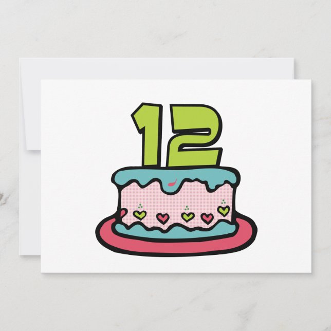 12 Year Old Birthday Cake Card (Front)