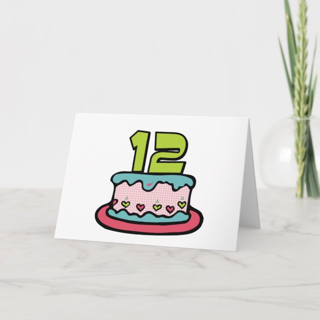 12 Year Old Birthday Cake Card (Front)