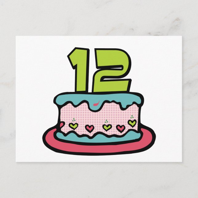 12 Year Old Birthday Cake Postcard (Front)