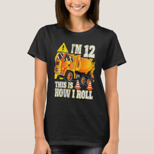 12 Year Old Birthday  Concrete Mixer Truck T-Shirt