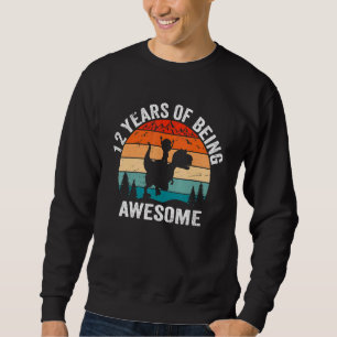 12 Year Old Dinosaur Vintage Retro 12 Years Of Bei Sweatshirt