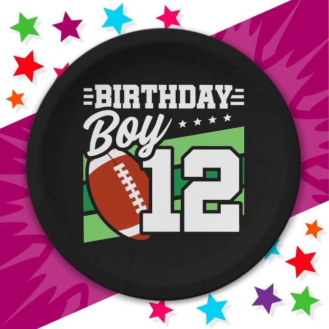 12 Year Old Football Party Theme 12th Birthday Boy Paper Plate (Creator Uploaded)