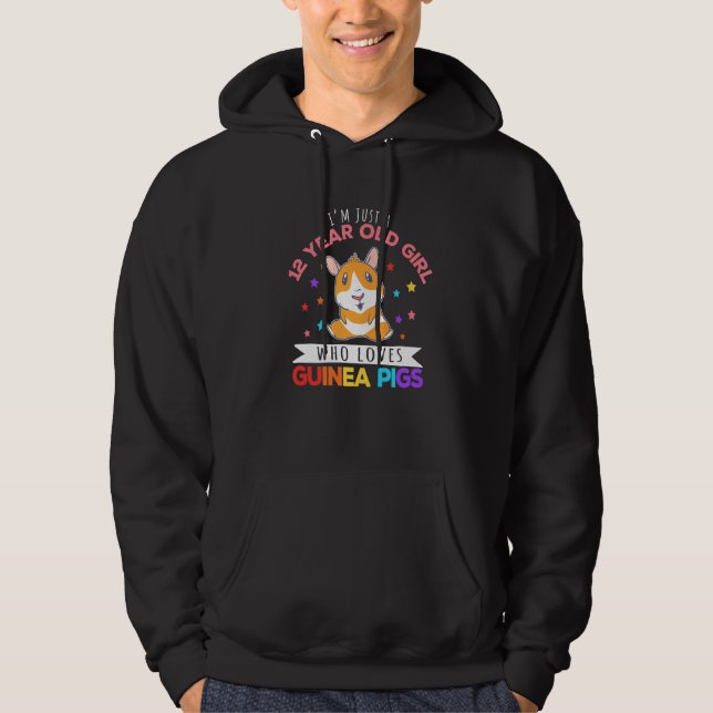12 Year Old Girl Who Loves Guinea Pigs  Wheek Hoodie (Front)
