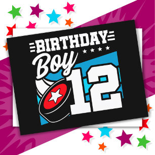 12 Year Old Hockey Party Theme 12th Birthday Boy Postcard