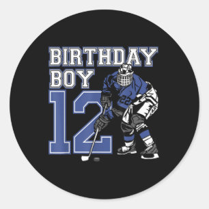 12 Year Old Ice Hockey Themed Birthday Party 12th  Classic Round Sticker