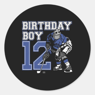 12 Year Old Ice Hockey Themed Birthday Party 12th Classic Round Sticker