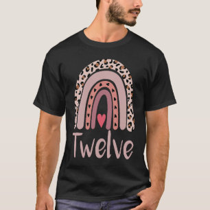12 Year Old Leopard Rainbow Birthday Party Cute 12 T-Shirt
