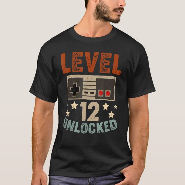 12 Year Old  Level 12 Unlocked 12th Birthday Boy G T-Shirt (Front)
