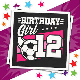 12 Year Old Soccer Football 12th Birthday Girl Napkin