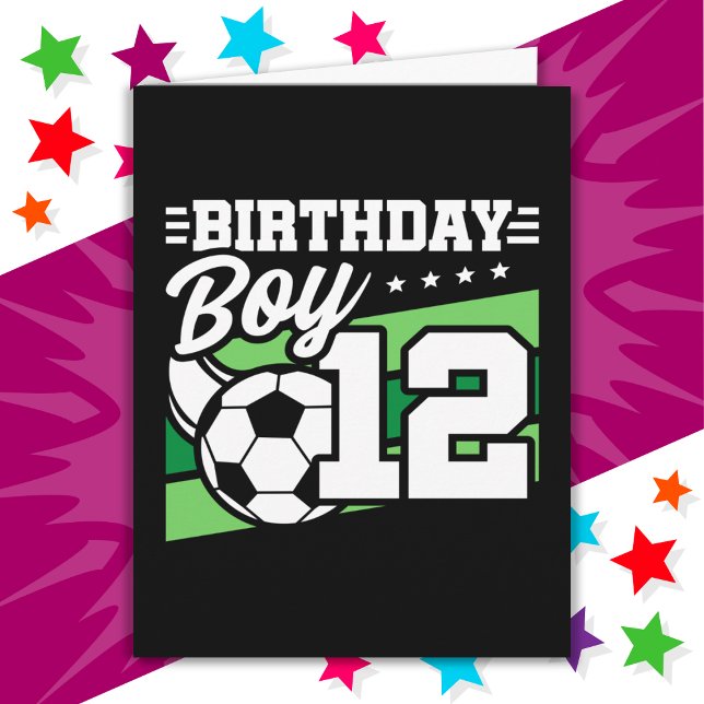 12 Year Old Soccer Football Kids 12th Birthday Boy Card (Creator Uploaded)