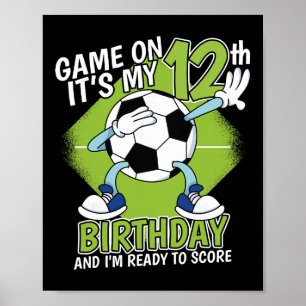 12 Year Old Soccer Player Boy 12th Birthday Soccer Poster