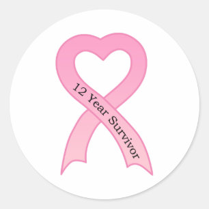 12 Year Survivor Pink Ribbon Sticker