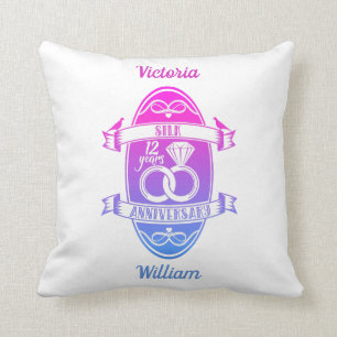 12 Year traditional Silk 12th wedding anniversary Cushion