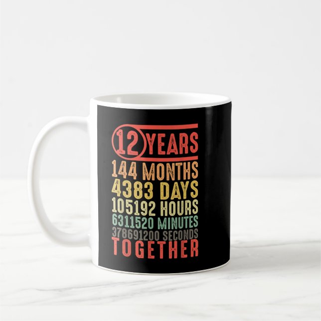 12 Year Wedding Anniversary Gifts for Her Him Coup Coffee Mug (Left)
