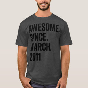 12 Years Awesome Since March 2011 12th Birthday T-Shirt