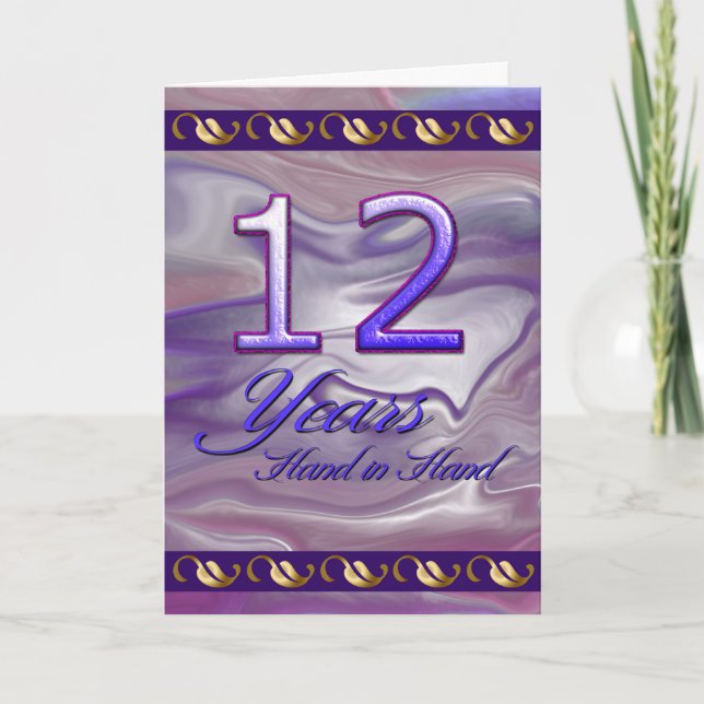 12 Years Hand in Hand (anniversary card) Card (Front)