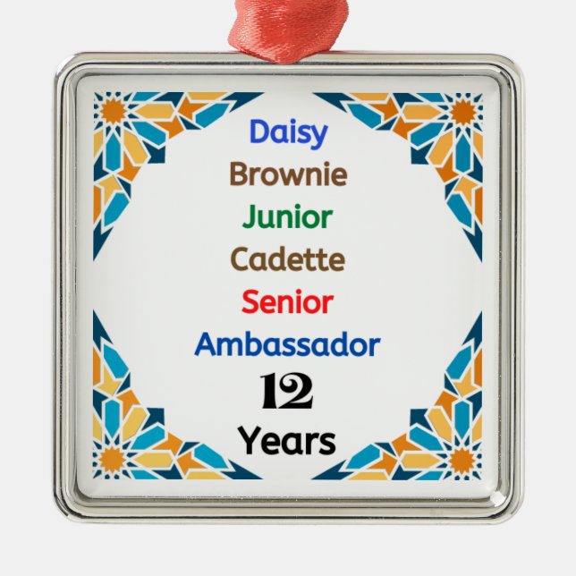 12 Years in Scouting Milestone Ambassador Grad Metal Ornament (Front)