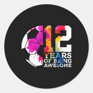 12 Years Of Being Awesome Footll 12th Birthday Classic Round Sticker