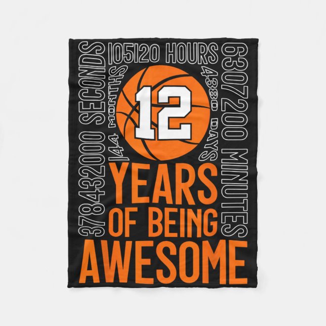 12 Years Of Being Awesome Sketll 12th Birthday  Fleece Blanket (Front)