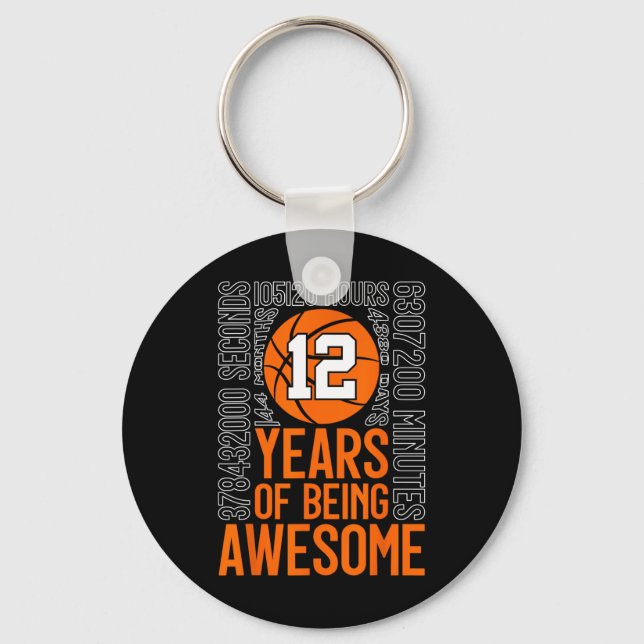 12 Years Of Being Awesome Sketll 12th Birthday  Key Ring (Front)