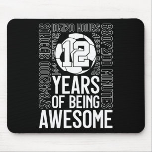 12 Years Of Being Awesome Soccer 12th Birthday _2 Mouse Pad