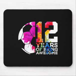 12 Years Of Being Awesome Soccer 12th Birthday Mouse Pad