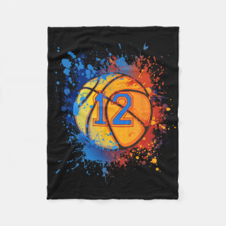 12 Years Old 12th Birthday Bysketbyll Gift For Boy Fleece Blanket