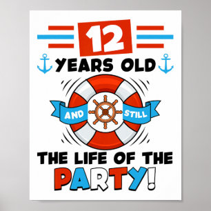 12 Years Old 12th Birthday Cruise Ship Party Kids Poster