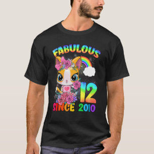 12 Years Old 12th Birthday Cute Cat Girl Fabulous T-Shirt