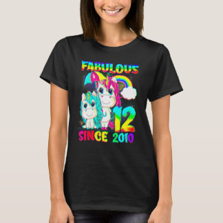 12 Years Old 12th Birthday Unicorn Girl Fabulous S T-Shirt