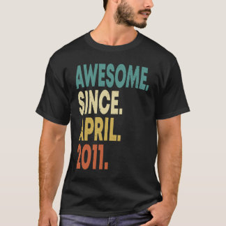 12 Years Old Awesome Since April 2011 12th Birthda T-Shirt