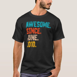 12 Years Old Awesome Since June 2010 12th Birthday T-Shirt