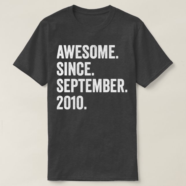 12 Years Old Awesome Since September 2010 12th Bir T-Shirt (Design Front)