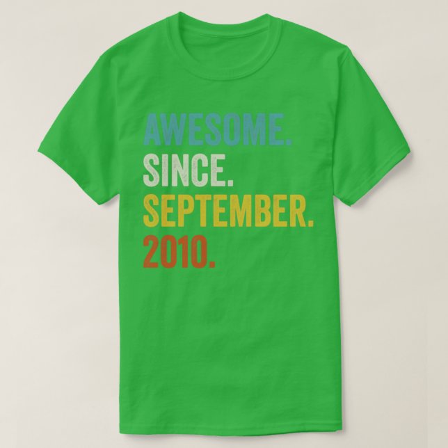 12 Years Old Awesome Since September 2010 12th Bir T-Shirt (Design Front)