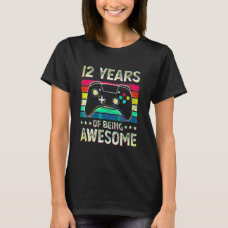 12 Years Old Awesome  Video Gamer 12th Birthday Bo T-Shirt