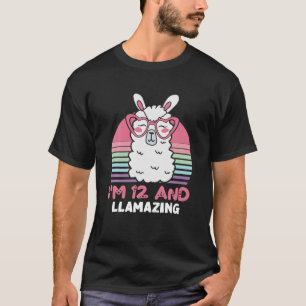 12 Years Old Bday Llamazing Alpaca Llama 12Th Birt T-Shirt