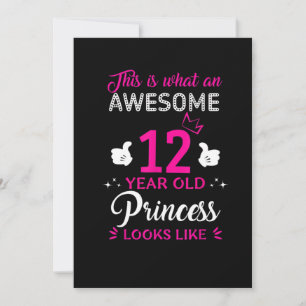 12 Years Old Birthday gift for princess girl Invitation