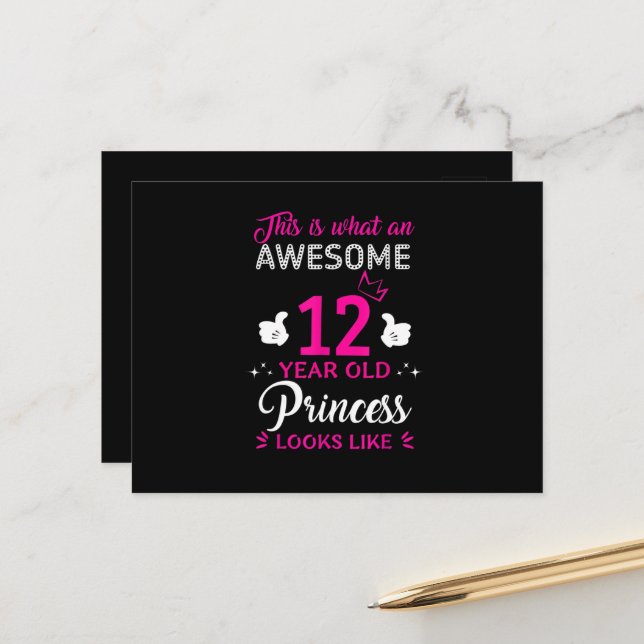 12 Years Old Birthday gift for princess girl Postcard (Front/Back In Situ)