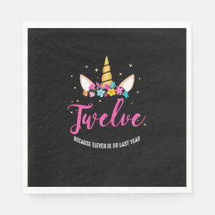 12 Years Old Birthday Girl Gifts Unicorn 12th Birt Napkin