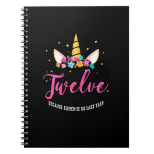 12 Years Old Birthday Girl Gifts Unicorn 12th Birt Notebook