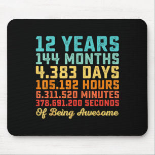 12 Years Old Birthday Quote Funny 12th B-Day Math Mouse Pad