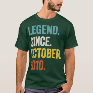 12 Years Old Legend Since October 2010 12th Birthd T-Shirt