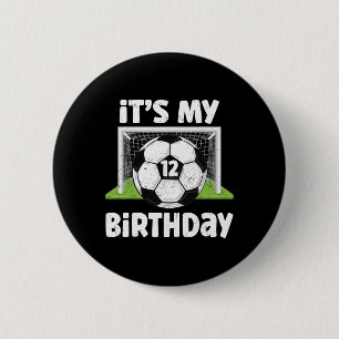 12 Years Old Soccer 12th Birthday Player Kids B-da 6 Cm Round Badge