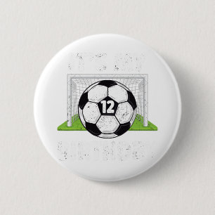 12 Years Old Soccer 12th Birthday Player Kids B-da 6 Cm Round Badge