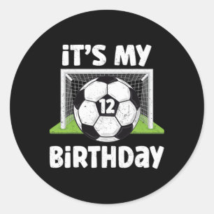 12 Years Old Soccer 12th Birthday Player Kids B-da Classic Round Sticker