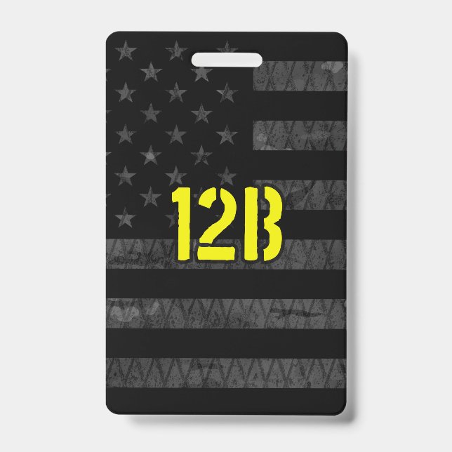 12B Combat Engineer Subdued American Flag ID Badge (Front)