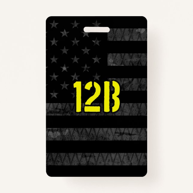 12B Combat Engineer Subdued American Flag ID Badge (Front)