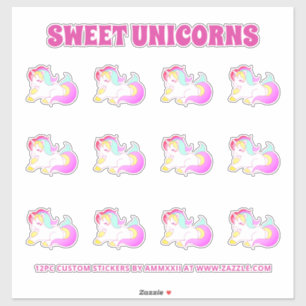 12pc Colourful Unicorn Stickers